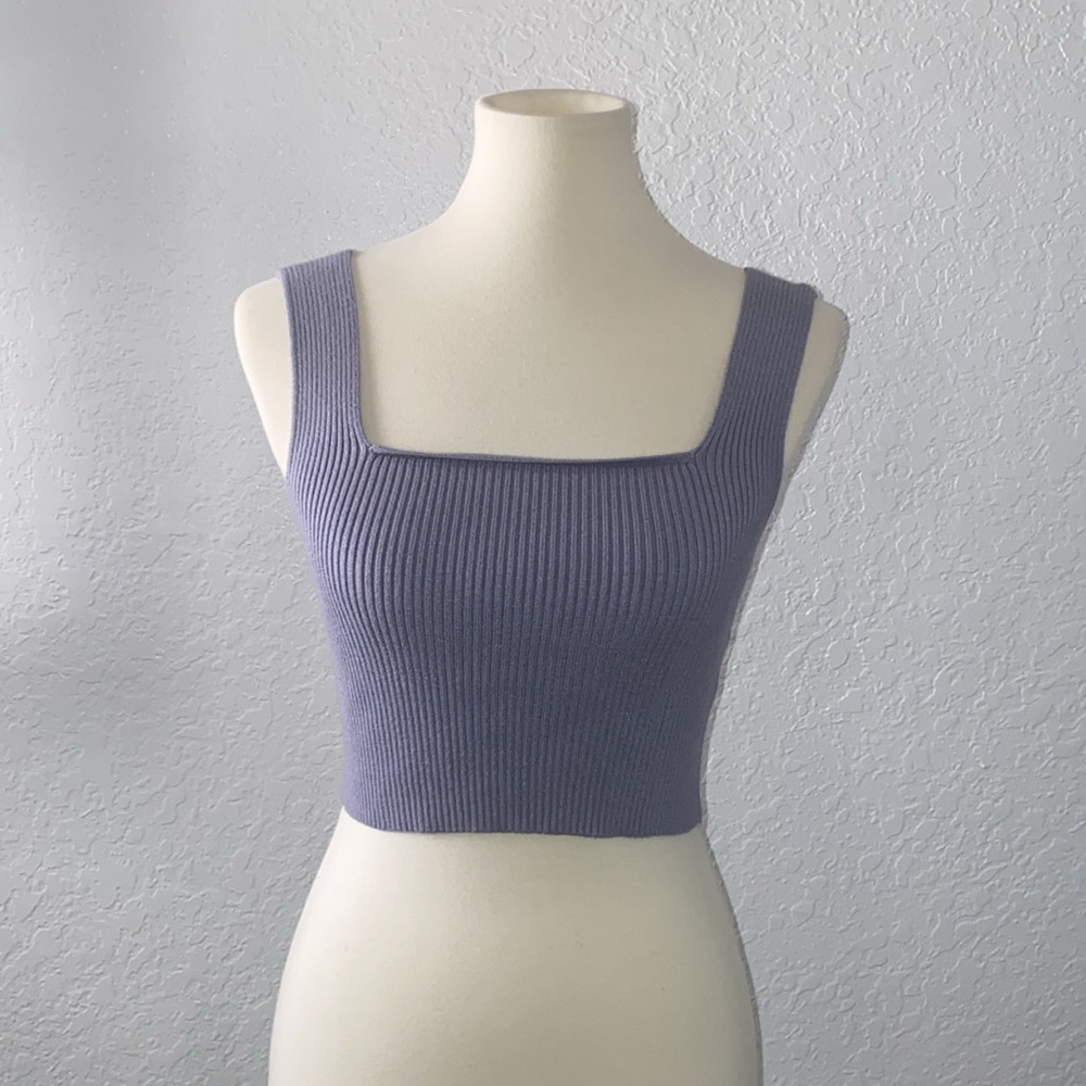 SHEIN RIBBED GREY/LILAC CROP TOP SMALL